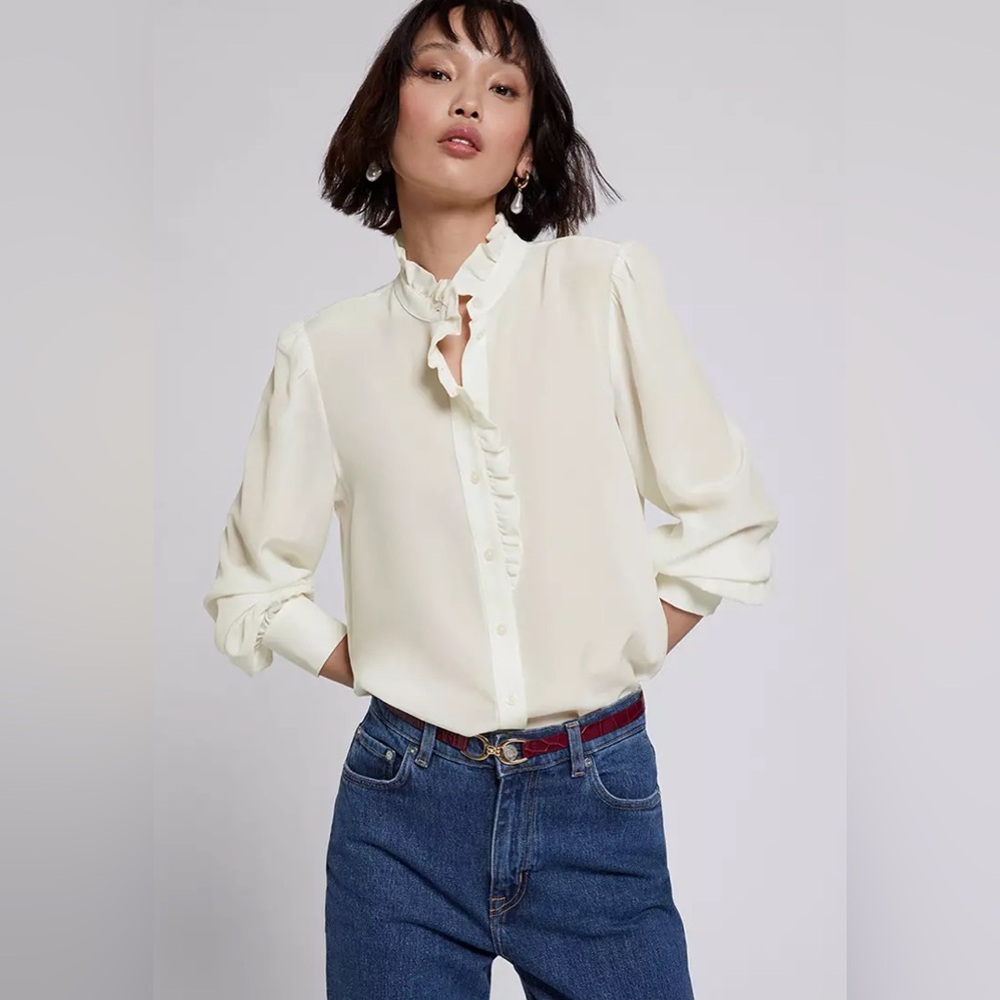 A Loves A silk ruffled button down blouse